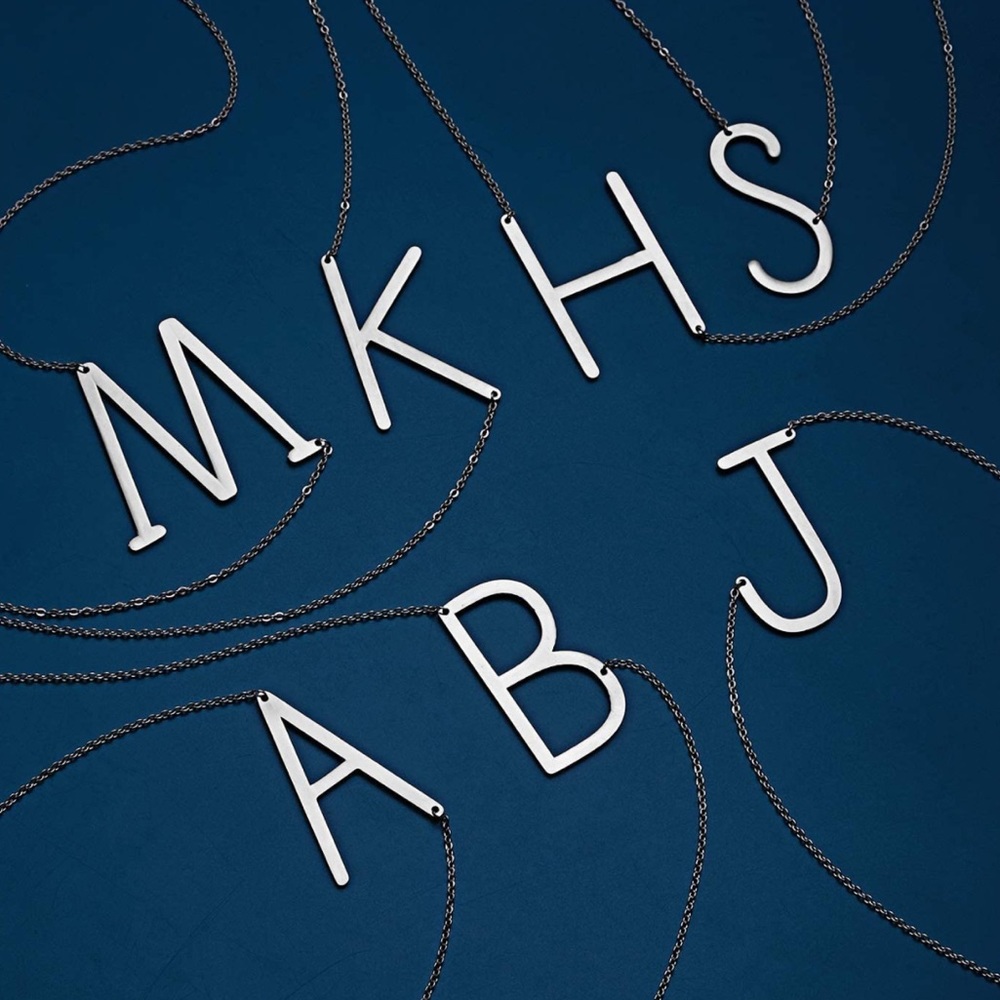 Silver Initial Stainless Steel Pendant Necklace Letters A-Z - Picture 5 of 6
